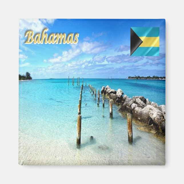 Aimant zBS010 BAHAMAS, Jaws Beach, Panorama, Réfrigérateu (Devant)