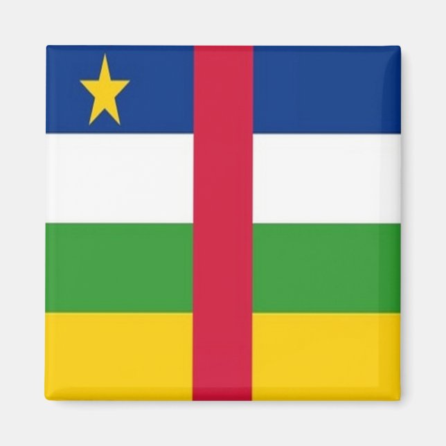 Aimant zCF001 RÉPUBLIQUE CENTRAFRICAINE, DRAPEAU, Réfrigé (Devant)