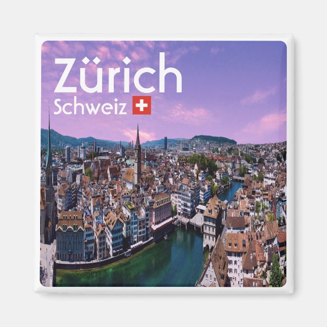 Aimant zCH021 ZURICH Suisse, réfrigérateur (Devant)