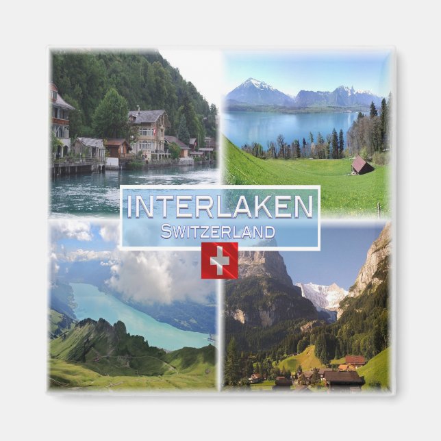 Aimant zCH051 INTERLAKEN Lake Thun Thunerse Swiss, Frigo (Devant)