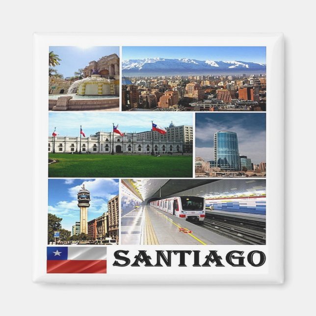 Aimant zCL021 SANTIAGO, Mosaïque, Chili, Amérique, Frigo (Devant)