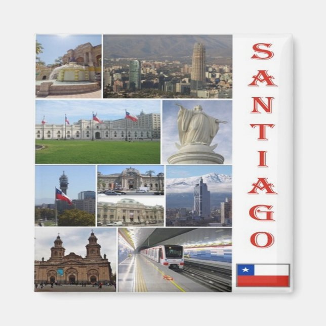 Aimant zCL022 SANTIAGO, Mosaïque, Chili, Amérique, Frigo (Devant)