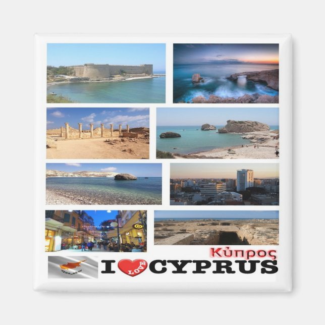 Aimant zCY029 I LOVE mosaïque de CHYPRE, Fridge (Devant)