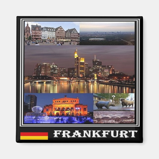 Aimant zDE017 FRANKFURT collage mosaïque Allemagne, Fridg (Devant)
