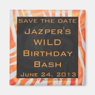 Aimant Zebra Monogram orange et blanc