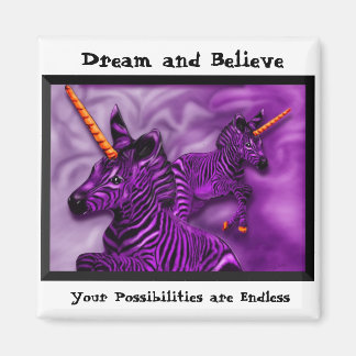 Aimant Zebra Unicorns avec une note inspirante