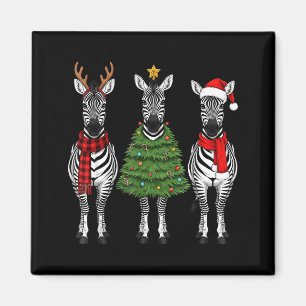 Aimant Zèbre de Noël rétro Santa Renne Safari Animal
