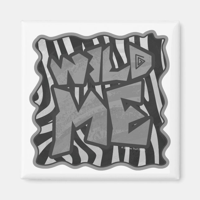 Aimant Zèbre Noir et Gris Clair Wild Me (Devant)