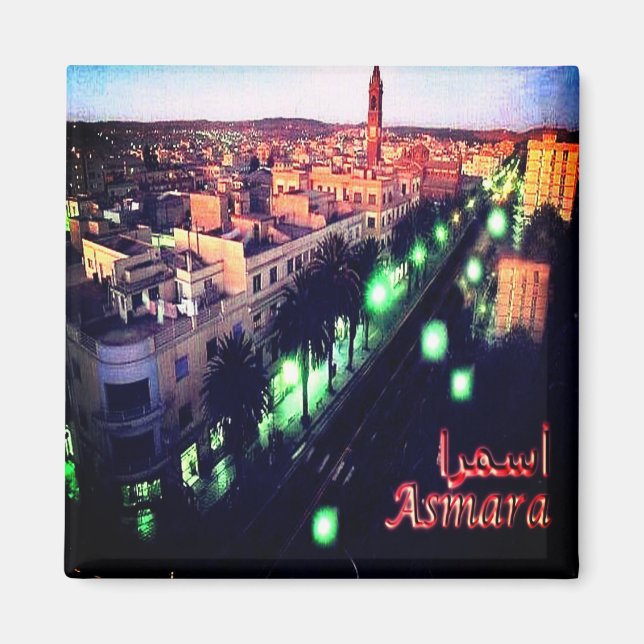 Aimant zER004 ASMARA PAR Nuit, Erythrée, Afrique, Réfrigé (Devant)