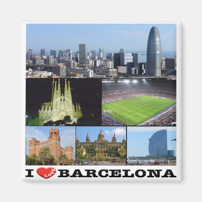 Aimant zES022 j'aime BARCELONA, Espagne, Europe, Fridge (Devant)