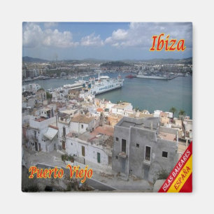 Aimant zES054 EIVISSA Old Town Harbour, Espagne, Fridge