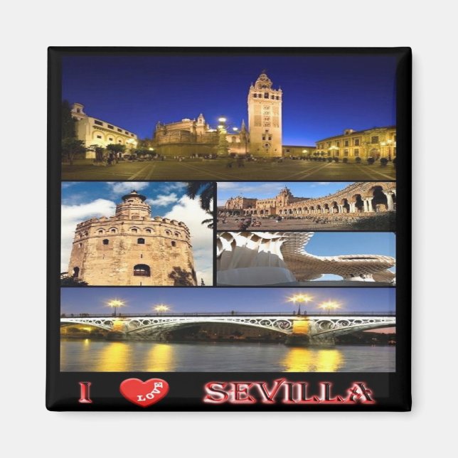 Aimant zES132 SEVILLA "I Love", Espagne, Fridge (Devant)