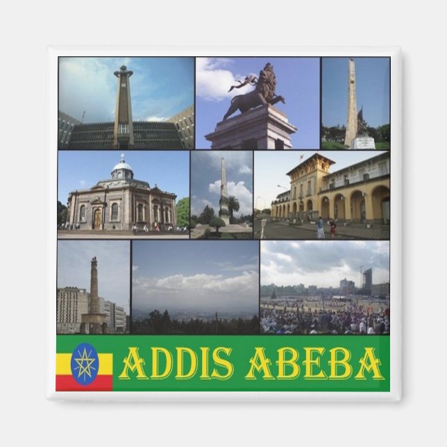 Aimant zET007 ADDIS ABEBA, Mosaïque, Éthiopie, Réfrigérat (Devant)