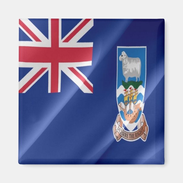 Aimant zFK002 Îles FALKLAND, Drapeau à vagues, Réfrigérat (Devant)