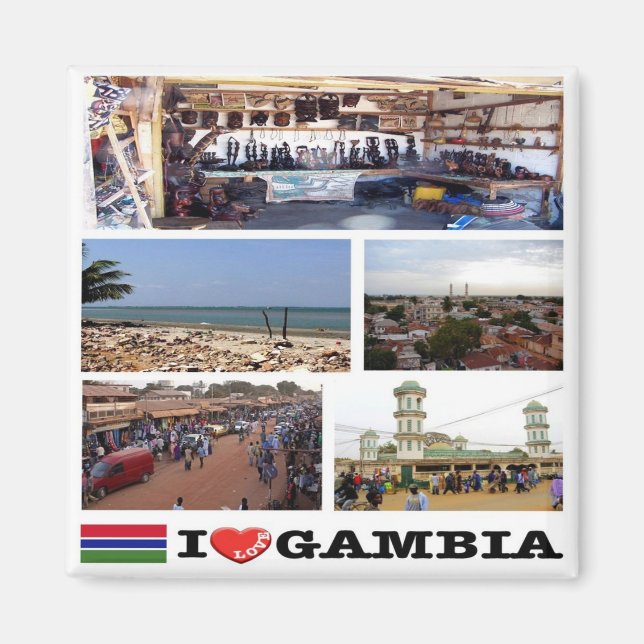 Aimant zGM010 GAMBIA I Love, Mosaïque, Afrique, Réfrigéra (Devant)