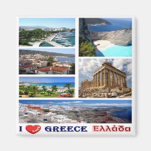 Aimant zGR026 GRÈCE "I Love", Mosaïque, Frigo