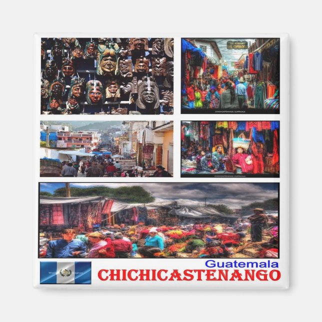 Aimant zGT003 CHICHICASTENANGO, Mosaïque, Guatemala, Réfr (Devant)