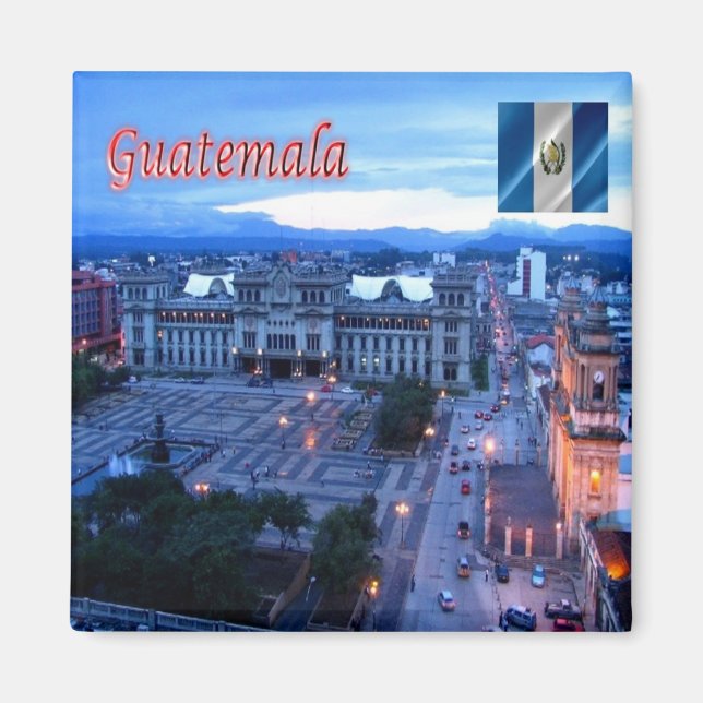 Aimant zGT024 GUATEMALA City, Central Park, coucher du so (Devant)