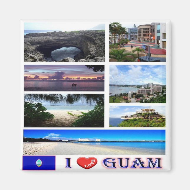 Aimant zGU003 GUAM I Love, Mosaic, Océanie, Réfrigérateur (Devant)