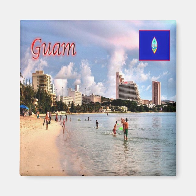 Aimant ZGU008 GUAM, plage TUMON, Océanie, réfrigérateur (Devant)