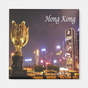 Aimant zHK027 HONG KONG panorama de nuit, Asie, Réfrigéra