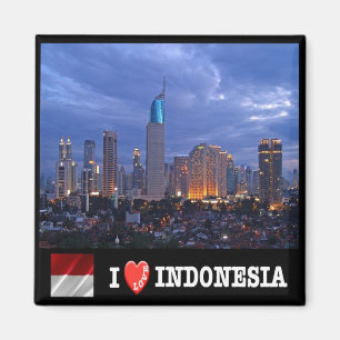 Aimant zID016 I Love JAKART skyline, Indonésie, Fridge