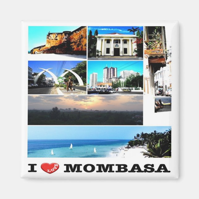 Aimant zKE014 MOMBASA I Love, Mosaic, Kenya, Fridge (Devant)