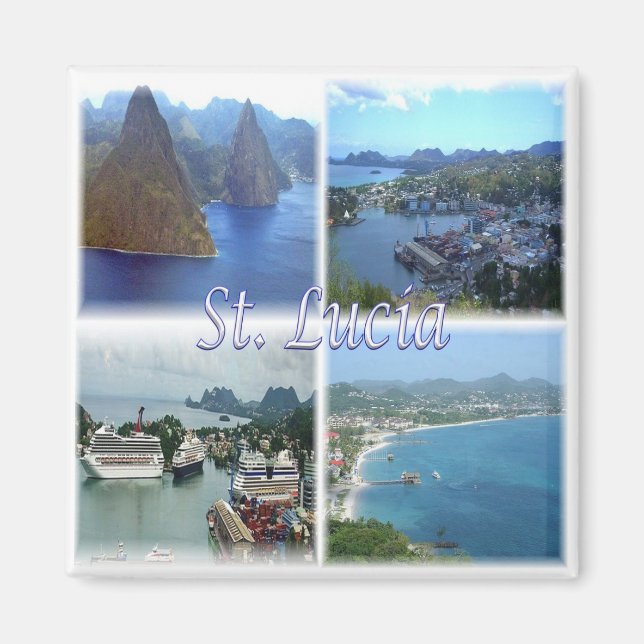 Aimant zLC003 SAINT LUCIA, Mosaïque, Amérique, Réfrigérat (Devant)