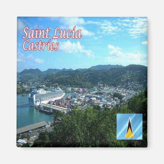 Aimant zLC007 CASTRIES, Sainte-Lucie, Amérique, Frigo (Devant)