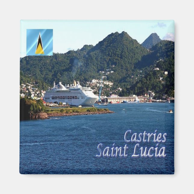 Aimant zLC010 CASTRIES, Panorama, Sainte-Lucie, Réfrigéra (Devant)