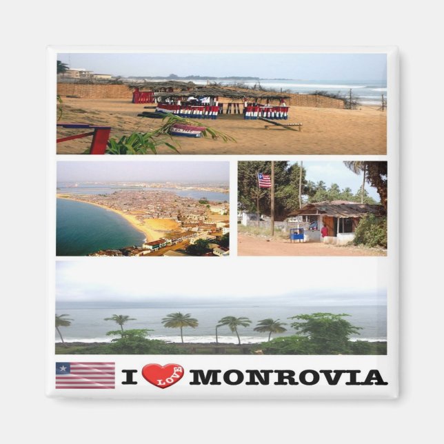 Aimant zLR008 MONROVIA I Love, Mosaic, Liberia, Fridge (Devant)