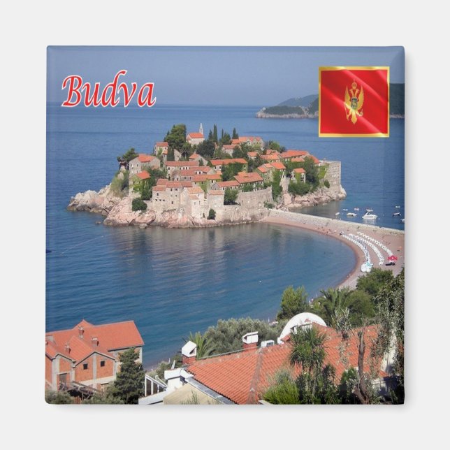 Aimant zME019 BUDVA SVETI STEFAN, Monténégro, Réfrigérate (Devant)