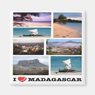 Aimant zMG013 MADAGASCAR I Love, Mosaïque, Afrique, Réfri