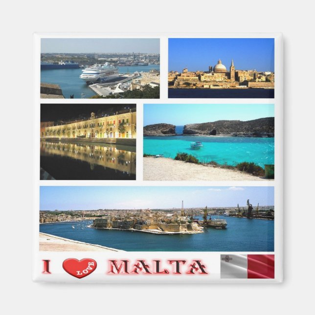 Aimant zMT007 MALTA "I Love", Réfrigérateur (Devant)