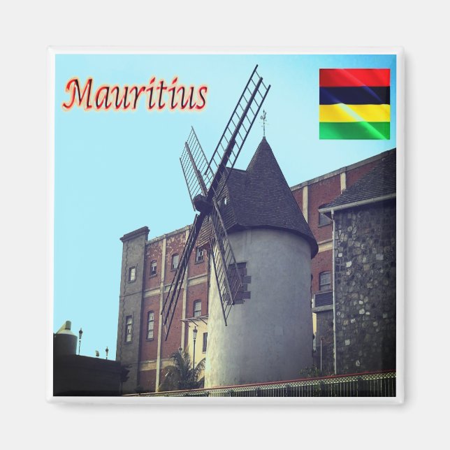 Aimant zMU019 MAURITIUS, Moulin à vent, Afrique, Réfrigér (Devant)
