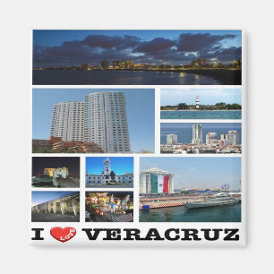 Aimant zMX021 VERACRUZ I Love, Mosaïque, Mexique, Réfrigé