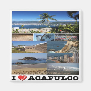 Aimant zMX022 ACAPULCO, I Love, Mosaic, Mexique, Fridge