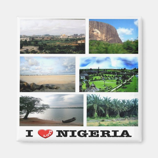 Aimant zNG011 NIGERIA I Love, Mosaïque, Afrique, Réfrigér (Devant)