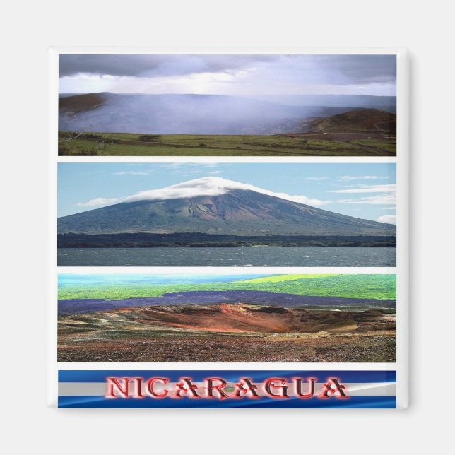 Aimant zNI006 NICARAGUA, mosaïque, volcan, Amérique, réfr (Devant)