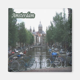 Aimant zNL008 AMSTERDAM bicycles on the canal bridge,