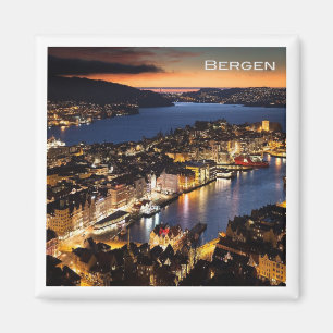 Aimant zNO014 BERGEN by Night, Norway, Europe, Fridge