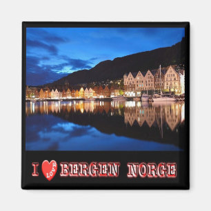 Aimant zNO021 BERGEN, Norvège "I Love", Réfrigérateur