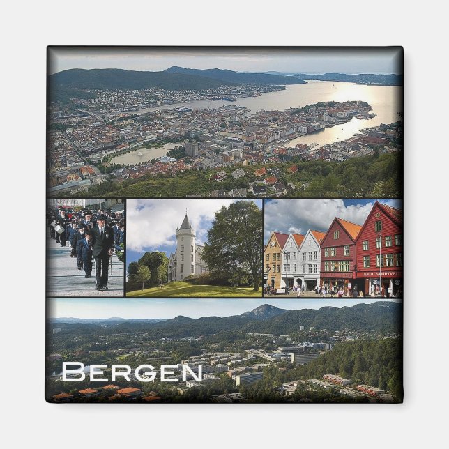 Aimant zNO043 BERGEN, Norvège, Europe, Fridge (Devant)