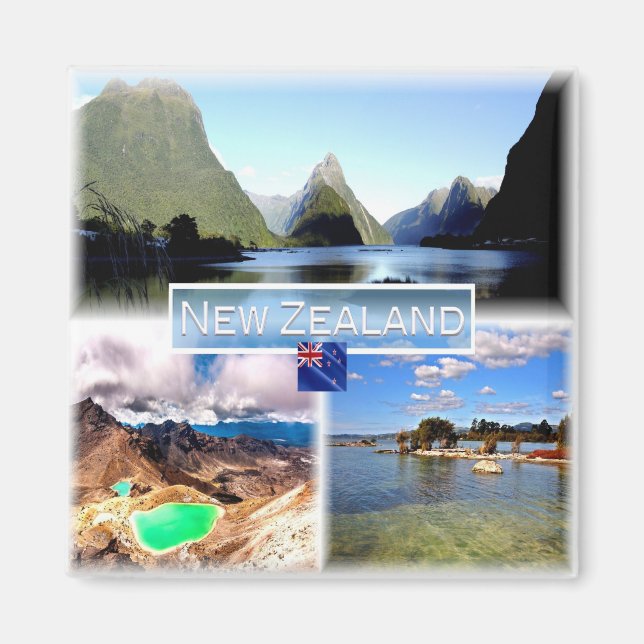 Aimant zNZ004 NOUVELLE-ZÉLANDE, Mosaïque, Océanie, Réfrig (Devant)