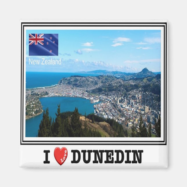 Aimant zNZ011 DUNEDIN I Love, NOUVELLE-ZÉLANDE, Océanie,  (Devant)