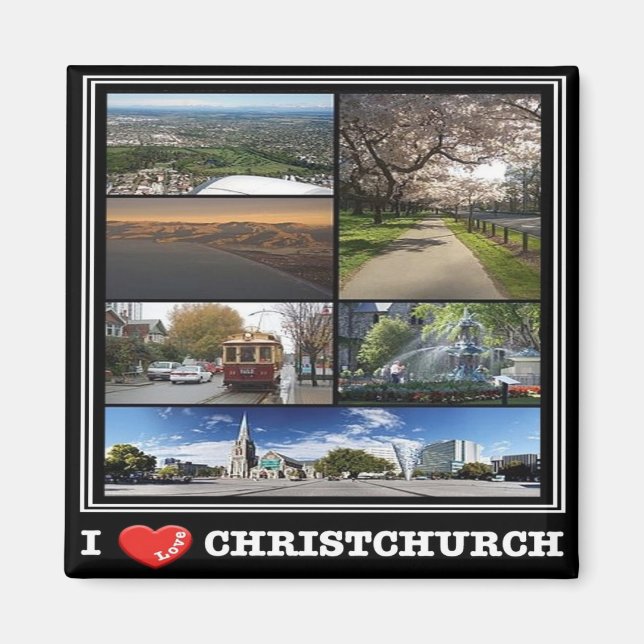 Aimant zNZ012 CHRISTCHURCH I LOVE, NOUVELLE-ZÉLANDE, Réfr (Devant)