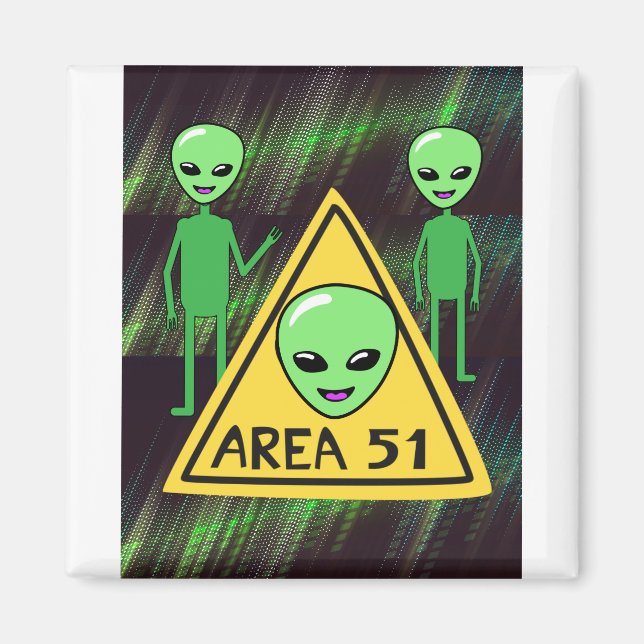 Aimant Zone 51 Aliens bienvenue à Roswell Nouveau Mexique (Devant)