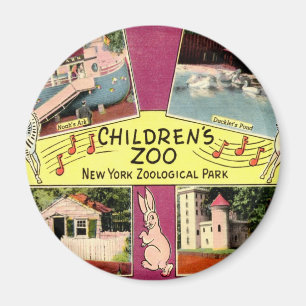Aimant Zoo pour enfants, Zoo Bronx, NY Vintage