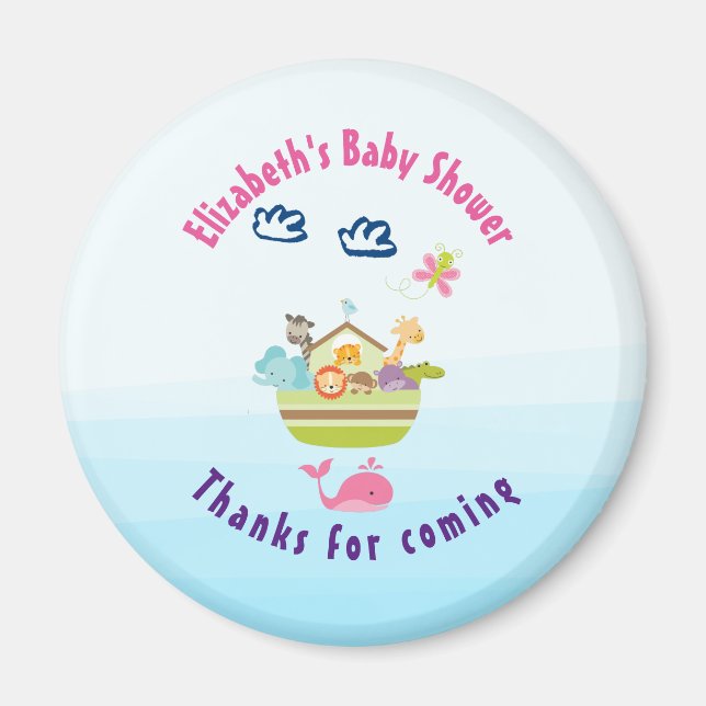 Aimant Zoo Whimsical mignon Baby shower d'arche animal Me (Devant)