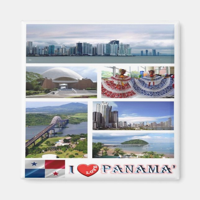 Aimant zPA002 PANAMA I Love, Mosaïque, Amérique, Réfrigér (Devant)